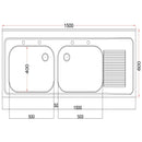 Holmes Fully Assembled Stainless Steel Sink Right Hand Drainer 1500mm