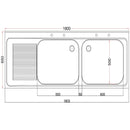 Holmes Fully Assembled Stainless Steel Sink Left Hand Drainer 1800mm
