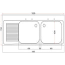 Holmes Fully Assembled Stainless Steel Sink Left Hand Drainer 1800mm