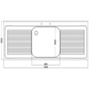 Holmes Edelstahlspüle mit doppeltem Abtropfgestell, 1800 mm