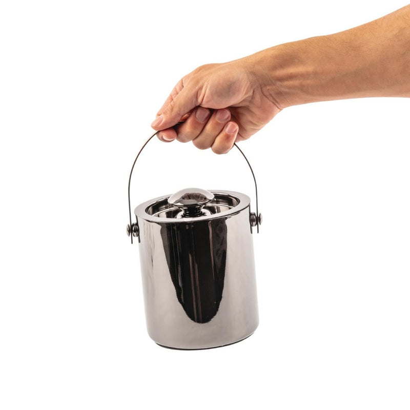Olympia Double Walled Ice Bucket with Lid 1Ltr Gunmetal