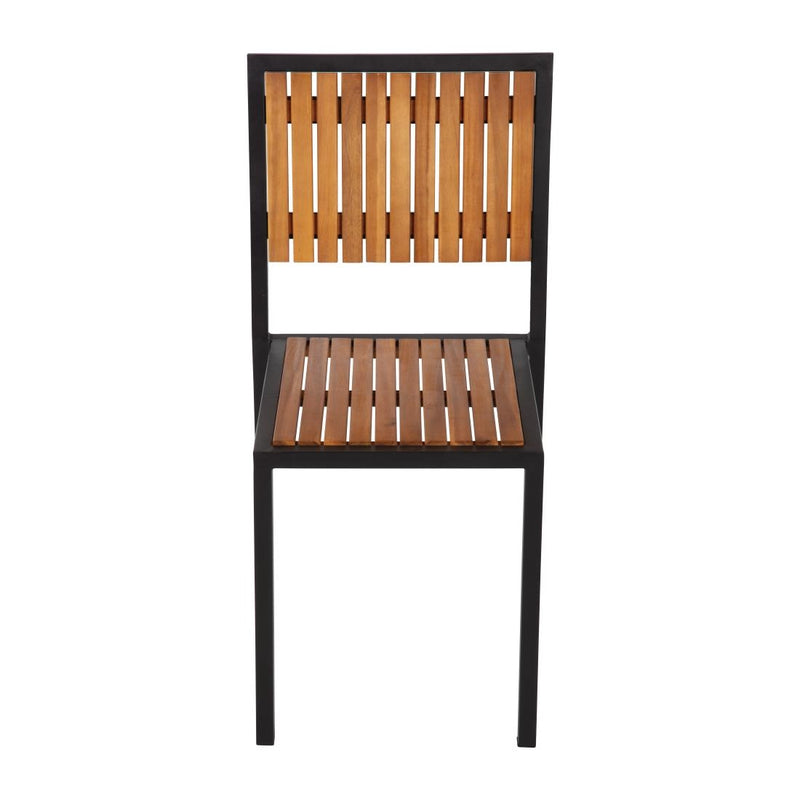 Bolero Steel & Acacia Side Chairs (Pack of 4)