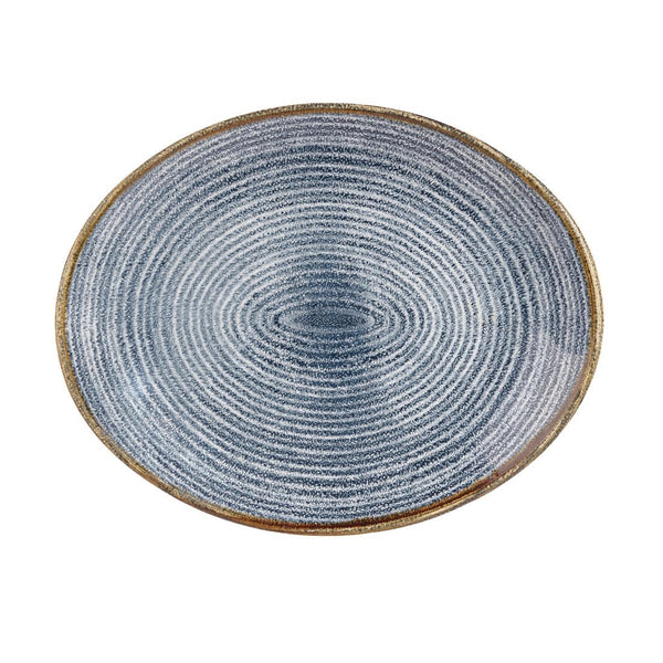 Churchill Studio Prints Homespun Oval Coupe Plates Slate Blue 317mm (Pack of 12)