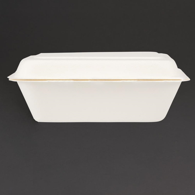 Fiesta kompostierbare Bagasse-Lebensmittelbehälter mit Scharnier, 182 mm