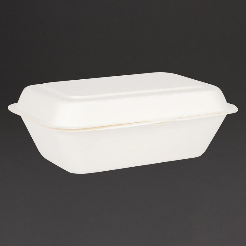 Fiesta kompostierbare Bagasse-Lebensmittelbehälter mit Scharnier, 182 mm