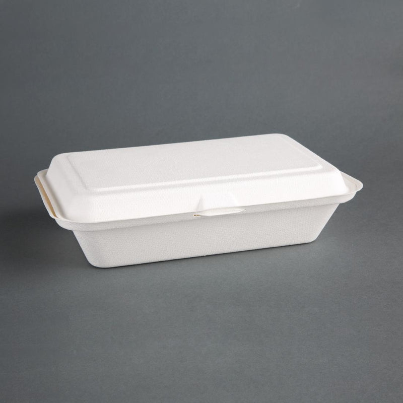 Fiesta kompostierbare Bagasse-Lebensmittelbehälter mit Scharnier, 248 mm