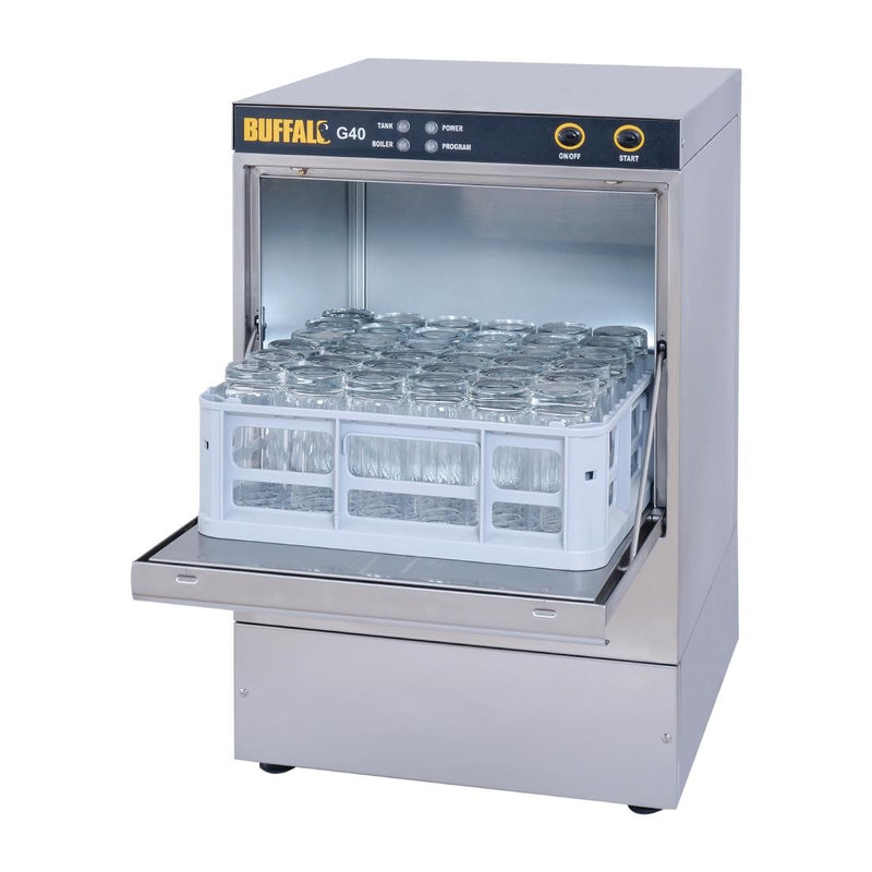 Buffalo Undercounter Glasswasher with Drain Pump 400x400mm Baskets