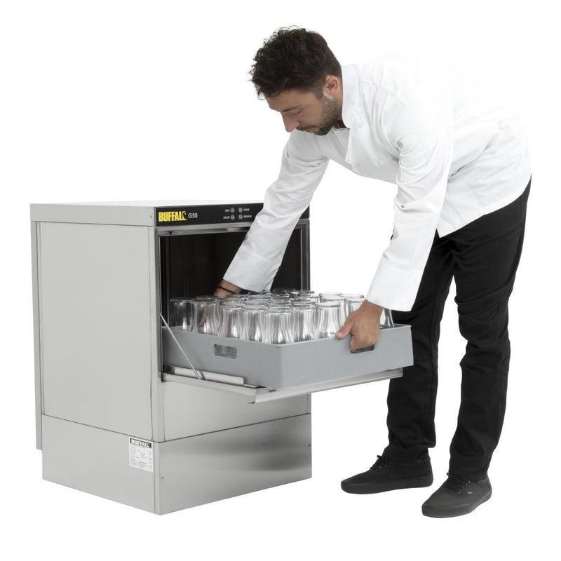 Buffalo Undercounter Glasswasher with Drain Pump 500x500mm Baskets