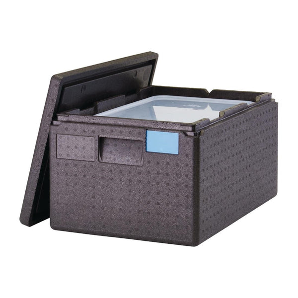 Cambro EPP-isolierter Lebensmitteltablettträger mit Toplader, 43 Liter, mit 1/1 GN-Tablett und Deckel