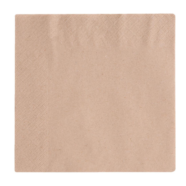 Vegware Recycled Lunch Napkin Kraft 33x33cm 2ply 1/4 Fold (Pack of 2000)