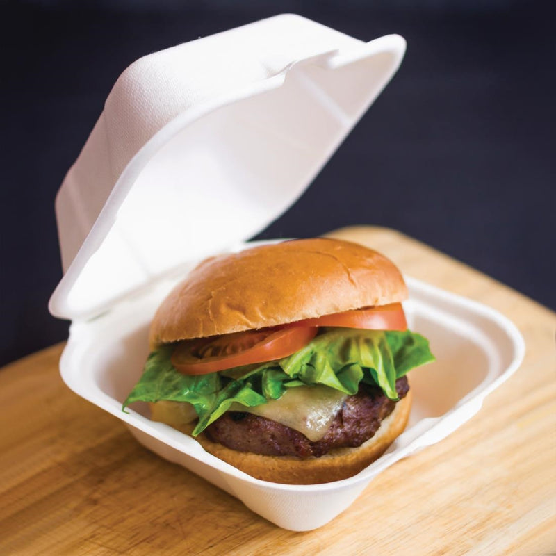 Vegware Compostable Bagasse Burger Boxes 152mm (Pack of 500)