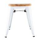 Bolero Bistro-Hocker mit Sitzpolster aus Holz, Weiß (4er-Pack)