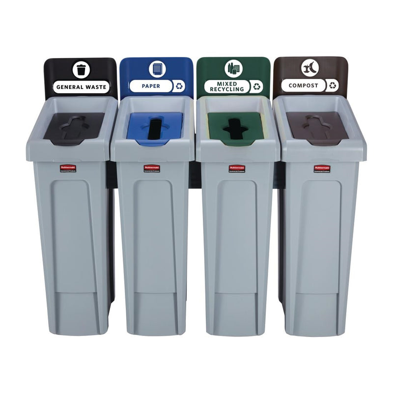 Rubbermaid Slim Jim Four Stream Recycling Station 87Ltr