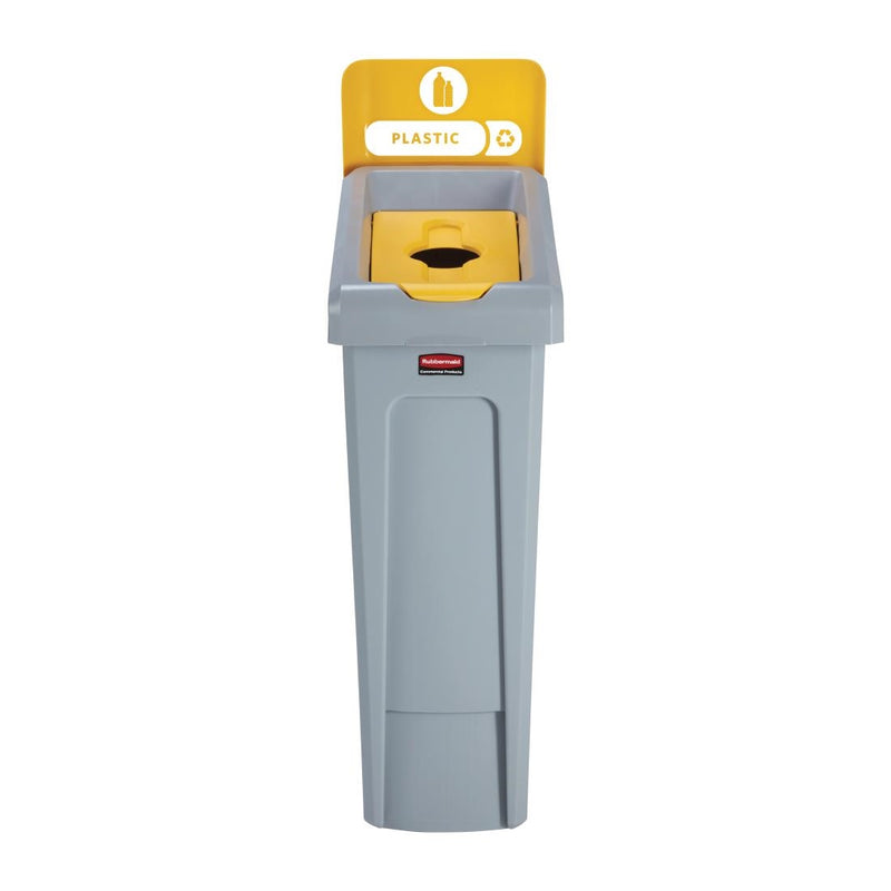 Rubbermaid Slim Jim Plastic Recycling Station Yellow 87Ltr