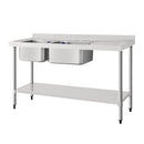 Vogue Doppelwaschbecken, Abtropffläche rechts, 1500 mm