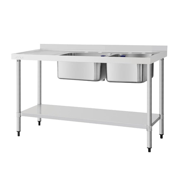 Vogue Doppelwaschbecken, Abtropffläche links, 1500 mm