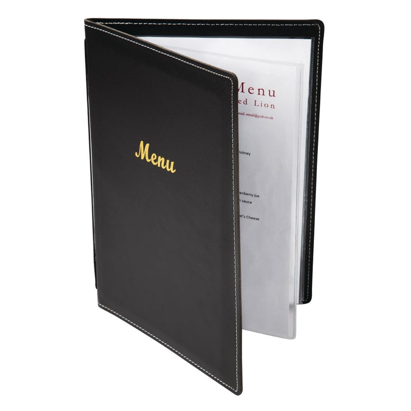 Olympia Faux Leather Menu Cover A5 Black