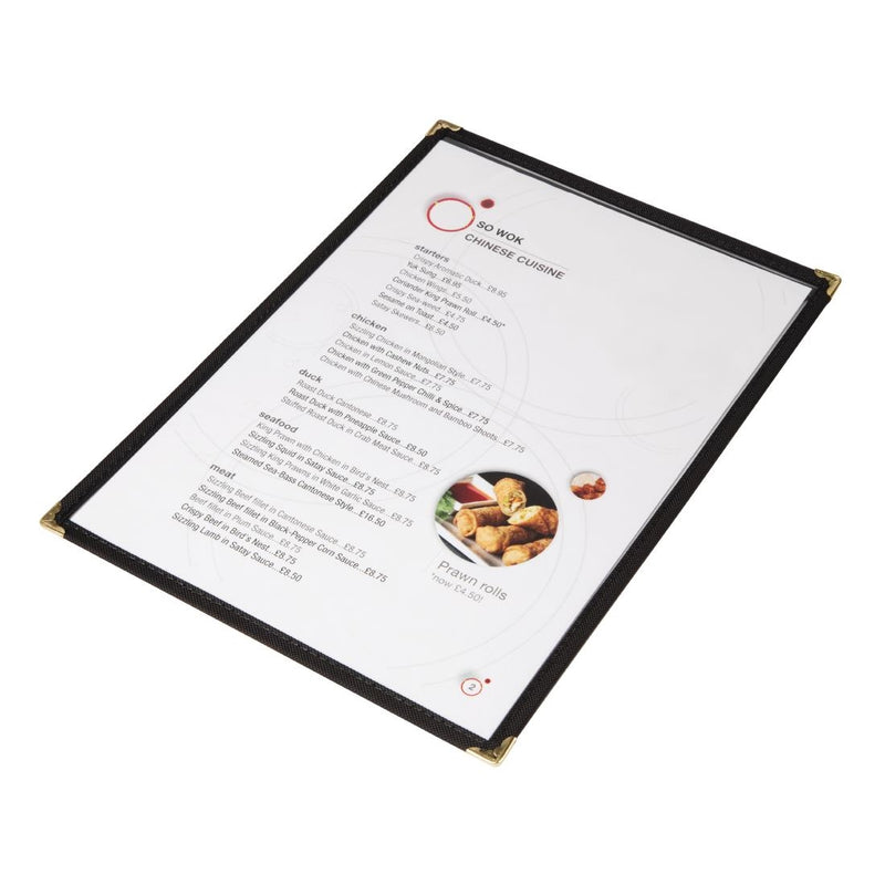 American Style Menu Cover Black A4