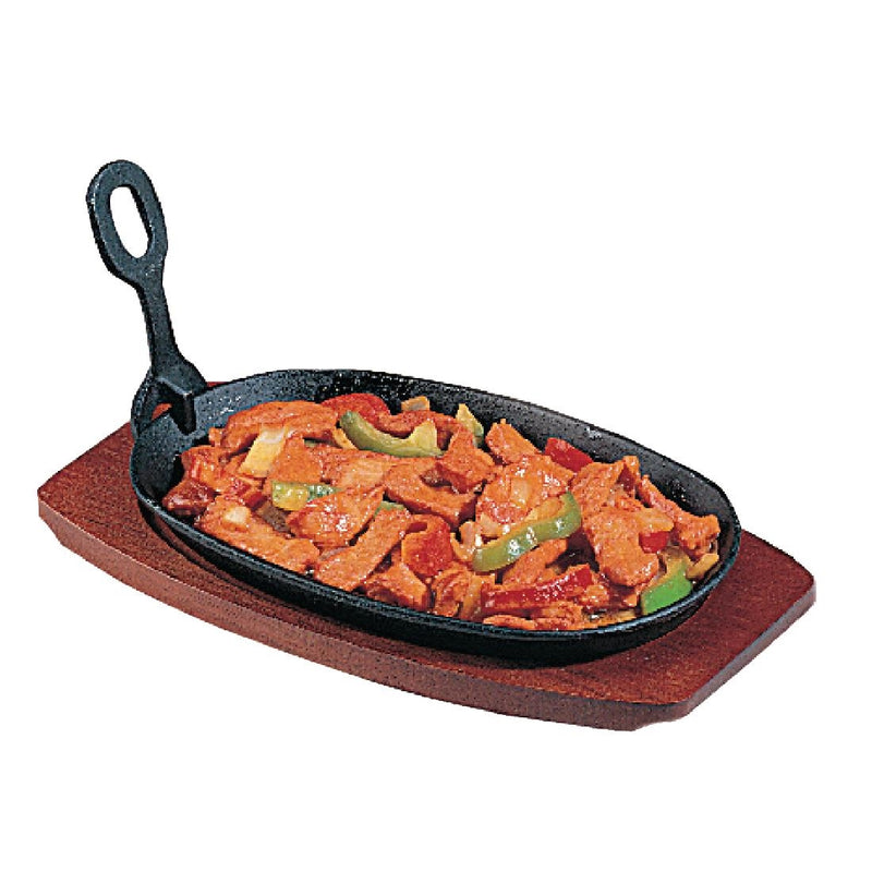 Olympia Cast Iron Oval Sizzler with Wooden Stand 240mm (Pack of 6)