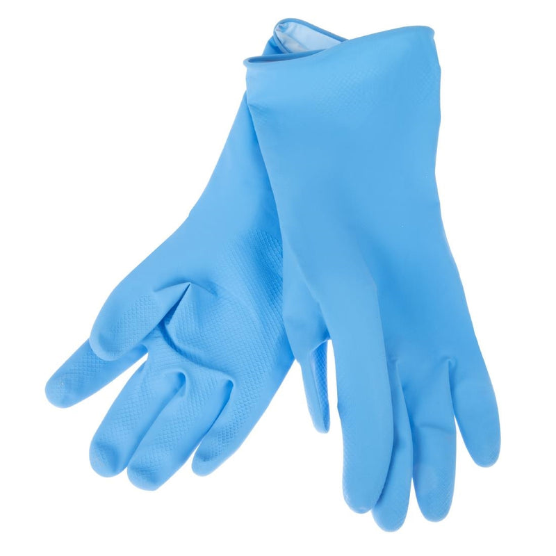 Jantex Latex Household Gloves Blue Medium