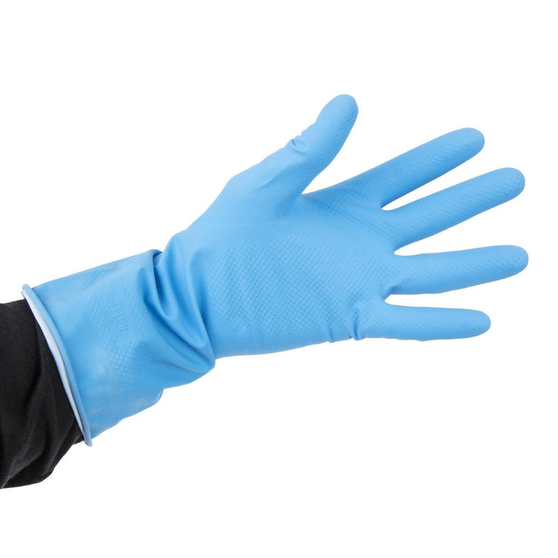 Jantex Latex Household Gloves Blue Medium