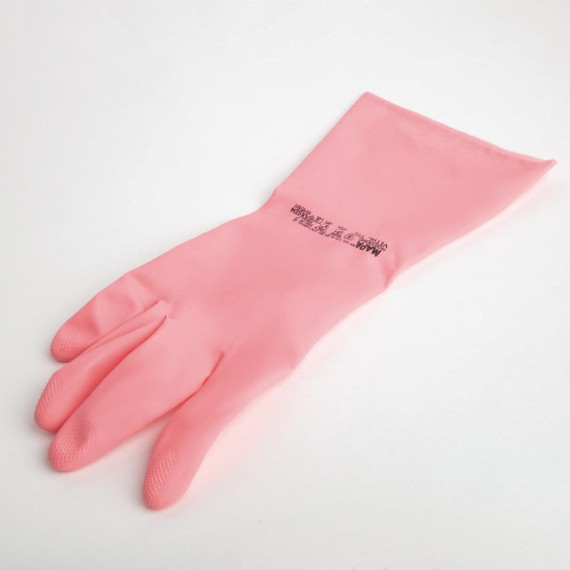 MAPA Vital 115 Liquid-Proof Light-Duty Janitorial Gloves Pink Large