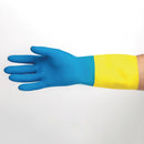 MAPA Alto 405 Liquid-Proof Heavy-Duty Janitorial Gloves Blue and Yellow Extra Large