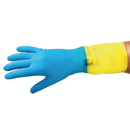 MAPA Alto 405 Liquid-Proof Heavy-Duty Janitorial Gloves Blue and Yellow Medium