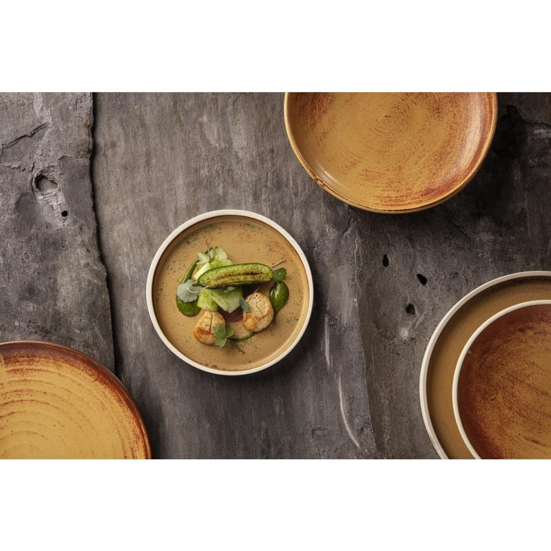 Olympia Canvas Flat Round Plate Sienna Rust 250mm (Pack of 6)