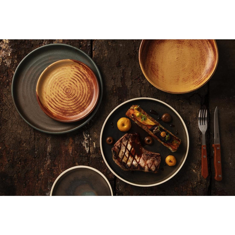 Olympia Canvas Small Rim Round Plate Sienna Rust 180mm (Pack of 6)