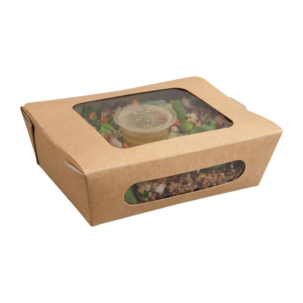 Colpac Recyclable Kraft Tuck-Top Salad Boxes With Window 825ml / 29oz (Pack of 250)