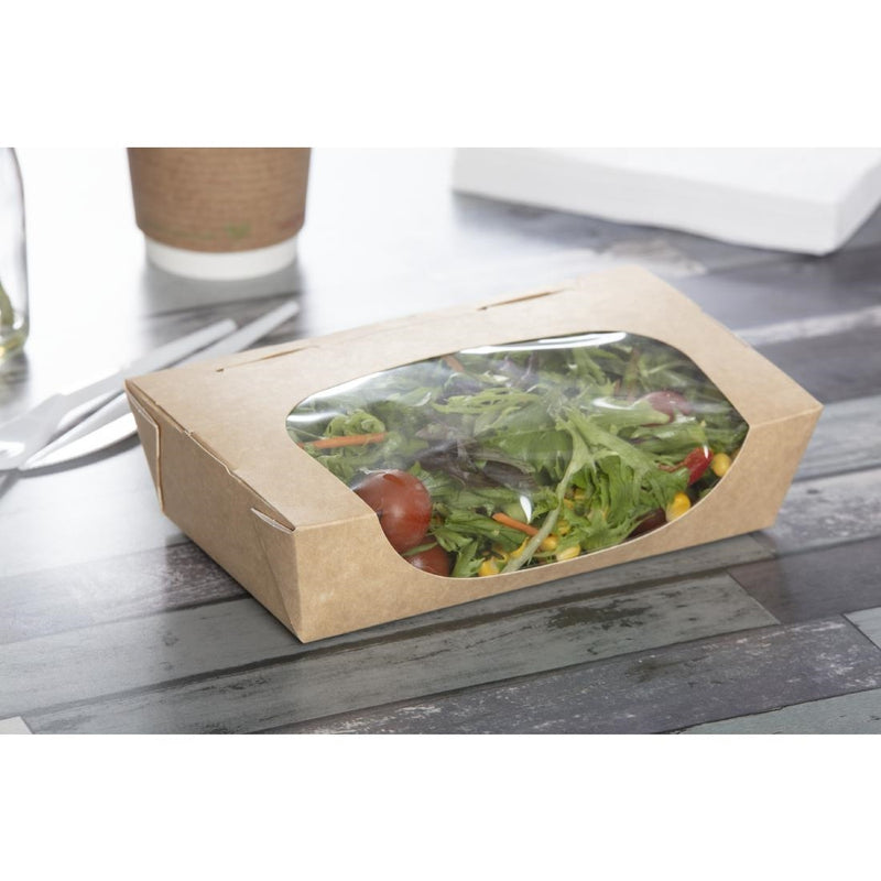 Colpac recycelbare Kraft-Salatboxen mit Tuck-Top-Verschluss und Fenster, 1000 ml/35 oz (200 Stück)