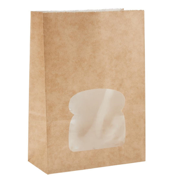 Colpac Recyclable Paper Sandwich Bags With Window Kraft (Pack of 250)