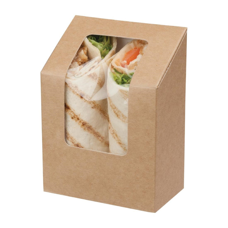 Colpac Zest kompostierbare Kraft-Tortilla-Wrap-Packungen mit Tuck-Top und Zellulosefenster (500 Stück)