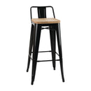 Bolero Bistro Backrest High Stools with Wooden Seat Pad Black (Pack of 4)