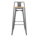 Bolero Bistro Backrest High Stools with Wooden Seat Pad Gun Metal (Pack of 4)