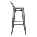 Bolero Bistro Backrest High Stools with Wooden Seat Pad Gun Metal (Pack of 4)