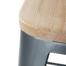 Bolero Bistro Backrest High Stools with Wooden Seat Pad Gun Metal (Pack of 4)