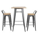 Bolero Bistro Backrest High Stools with Wooden Seat Pad Gun Metal (Pack of 4)