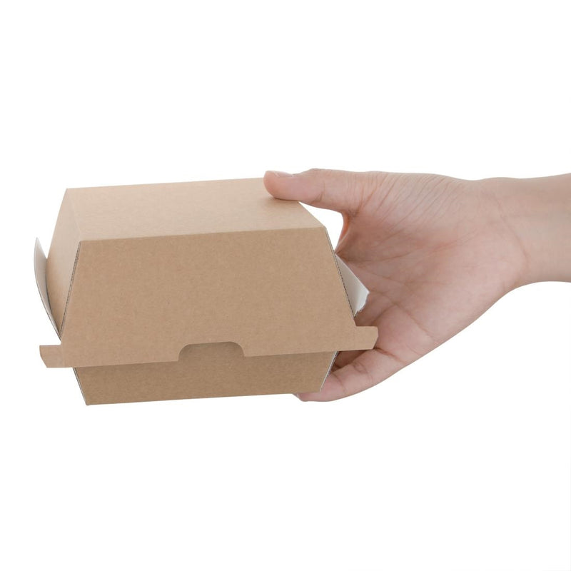 Fiesta Compostable Kraft Burger Boxes Small 105mm (Pack of 200)