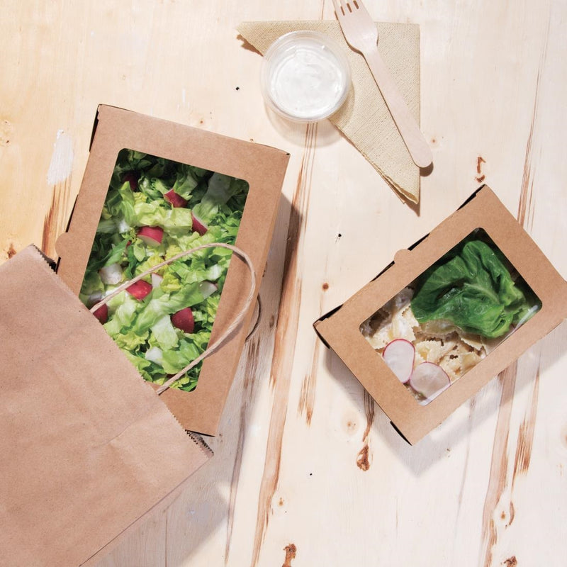 Fiesta Compostable Salad Boxes with PLA Windows 700ml (Pack of 200)