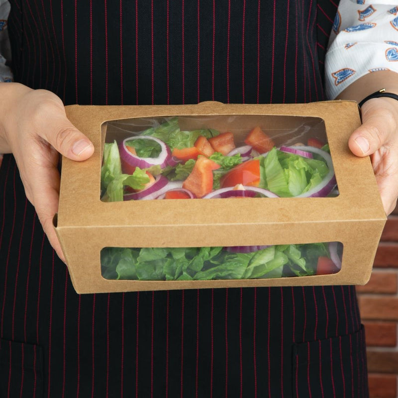 Fiesta Compostable Salad Boxes with PLA Windows 1600ml (Pack of 200)