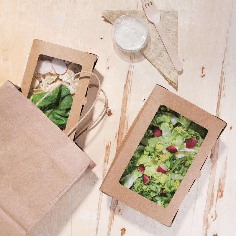 Fiesta Compostable Salad Boxes with PLA Windows 1600ml (Pack of 200)