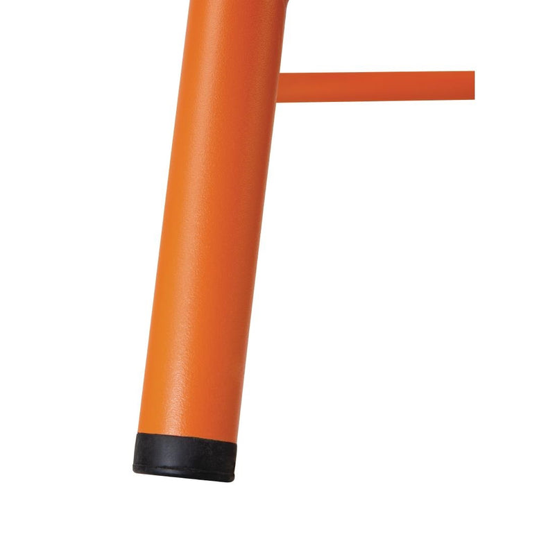 Bolero Cantina Niedrige Hocker mit Sitzpolster aus Holz, Orange (4er-Pack)