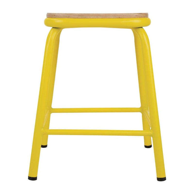 Bolero Cantina Low Stools with Wooden Seat Pad Yellow (Pack of 4)