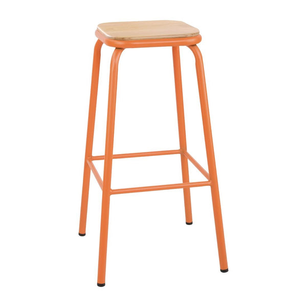 Bolero Cantina Hochhocker mit Sitzpolster aus Holz, Orange (4 Stück)