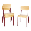 Bolero Cantina Side Chairs with Wooden Seat Pad and Backrest Wine Red (Pack of 4)