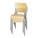 Bolero Cantina Side Chairs with Wooden Seat Pad and Backrest Galvanised (Pack of 4)