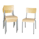 Bolero Cantina Side Chairs with Wooden Seat Pad and Backrest Galvanised (Pack of 4)