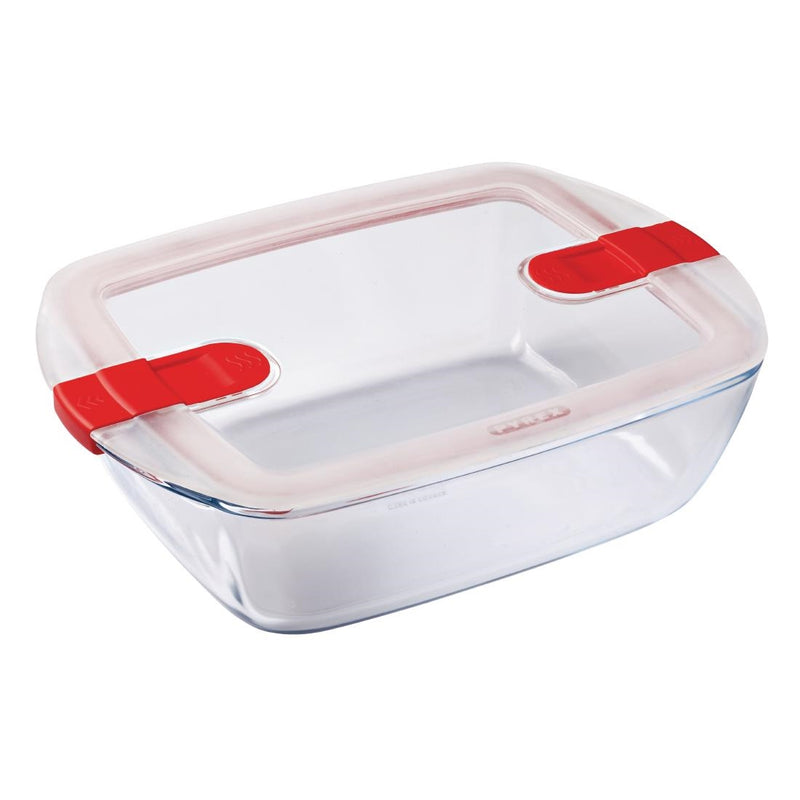 Pyrex rechteckige Auflaufform zum Kochen und Erhitzen mit Deckel, 2,6 l